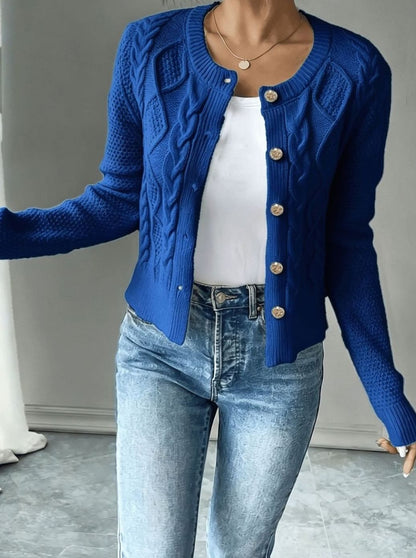 Women's Cropped Cable Knit Cardigan