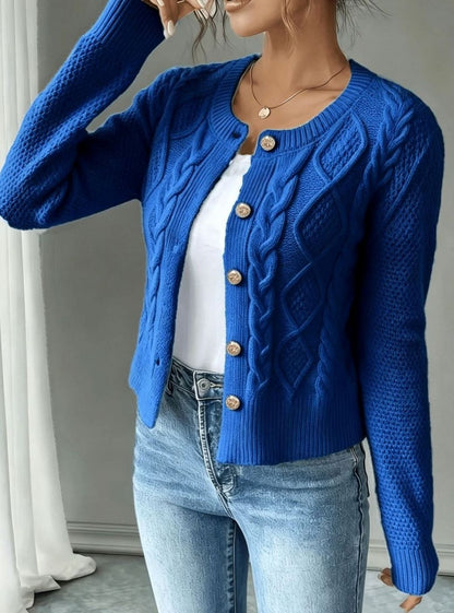 Women's Cropped Cable Knit Cardigan