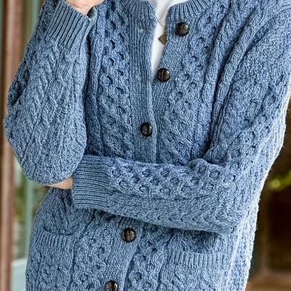 Women's Cable-Knit Cardigan – Buttoned with Pockets