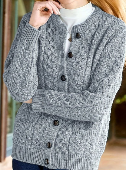 Women's Cable-Knit Cardigan – Buttoned with Pockets